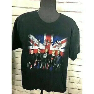 Gildan Unisex Def Leppard Black Cotton Short Sleeve 2015 Tour T Shirt Size XL